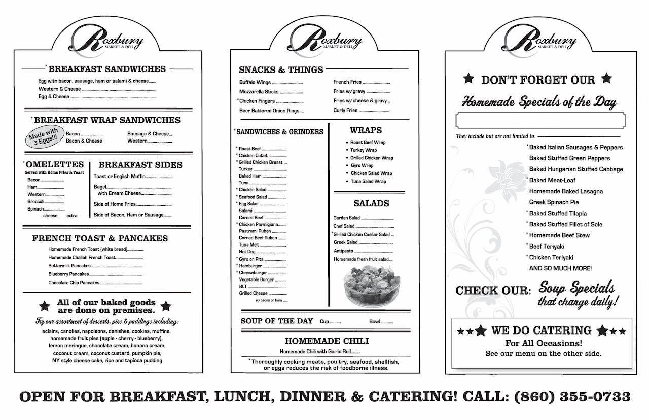 roxbury market deli menu